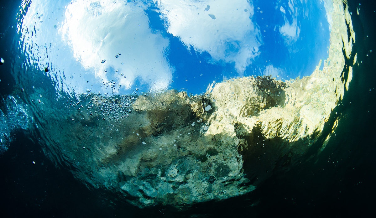 The Blue Hole in Gozo, photographed from under the water